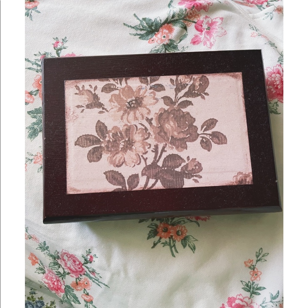 Repurposed Jewelry Box- Floral Design- Wood